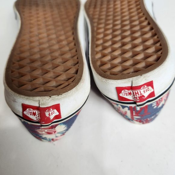 Vans Classic Slip-on Crew Graffiti Floral Red Blue Canvas Shoes Women's Size 10 - Picture 13 of 13